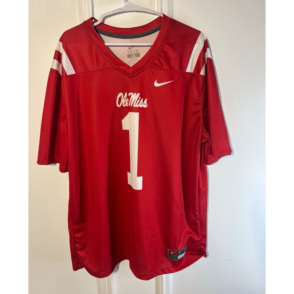 Nike Ole Miss Rebels #1 Football Jersey Mens XL Red Dri-FIT NCAA Mississippi